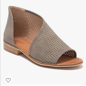 Grey perforated suede flats, size 7.5